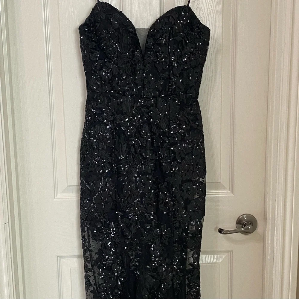 Windsor Livia Sequin Mesh Mermaid Dress Black Junior Size 5/6 - Picture 6 of 15